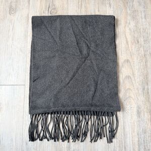 Club Room 100% Cashmere Scarf Charcoal Gray Fringe Soft Luxury Winter Unisex